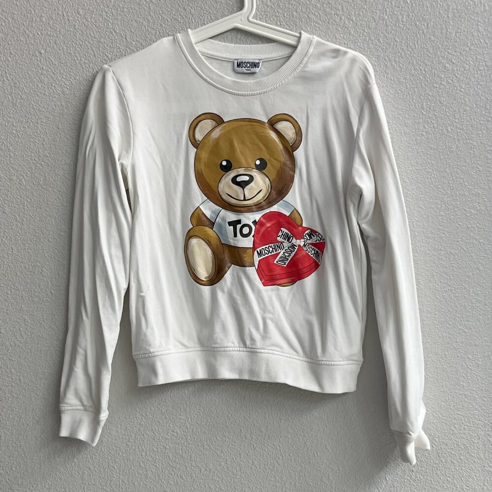 Moschino Teen White Bear Graphic Sweatshirt